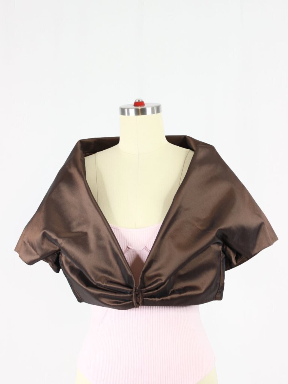 Vintage 80's GINO DISEGNATORE Brown Taffeta Cropped Bolero Jacket, Size 10